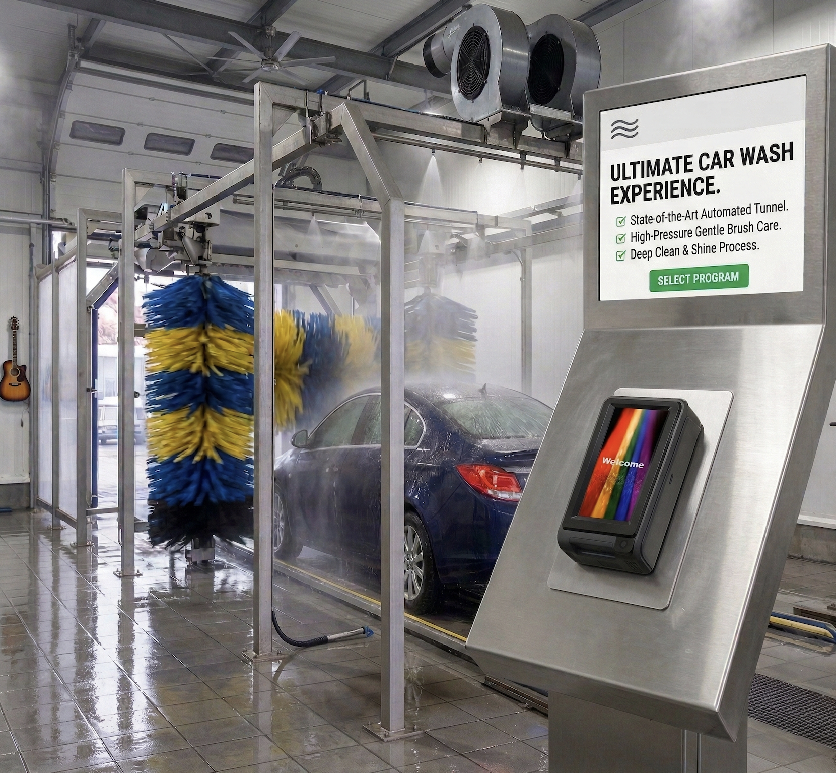 S1U2 payment terminal at self-service car wash station