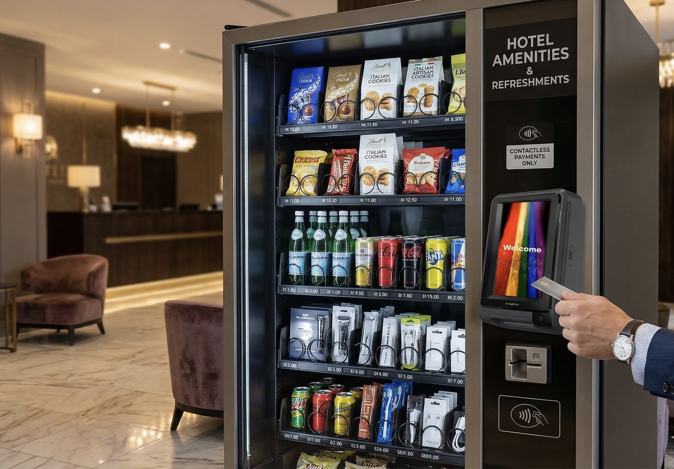 S1U2 terminal on vending machine accepting contactless payment